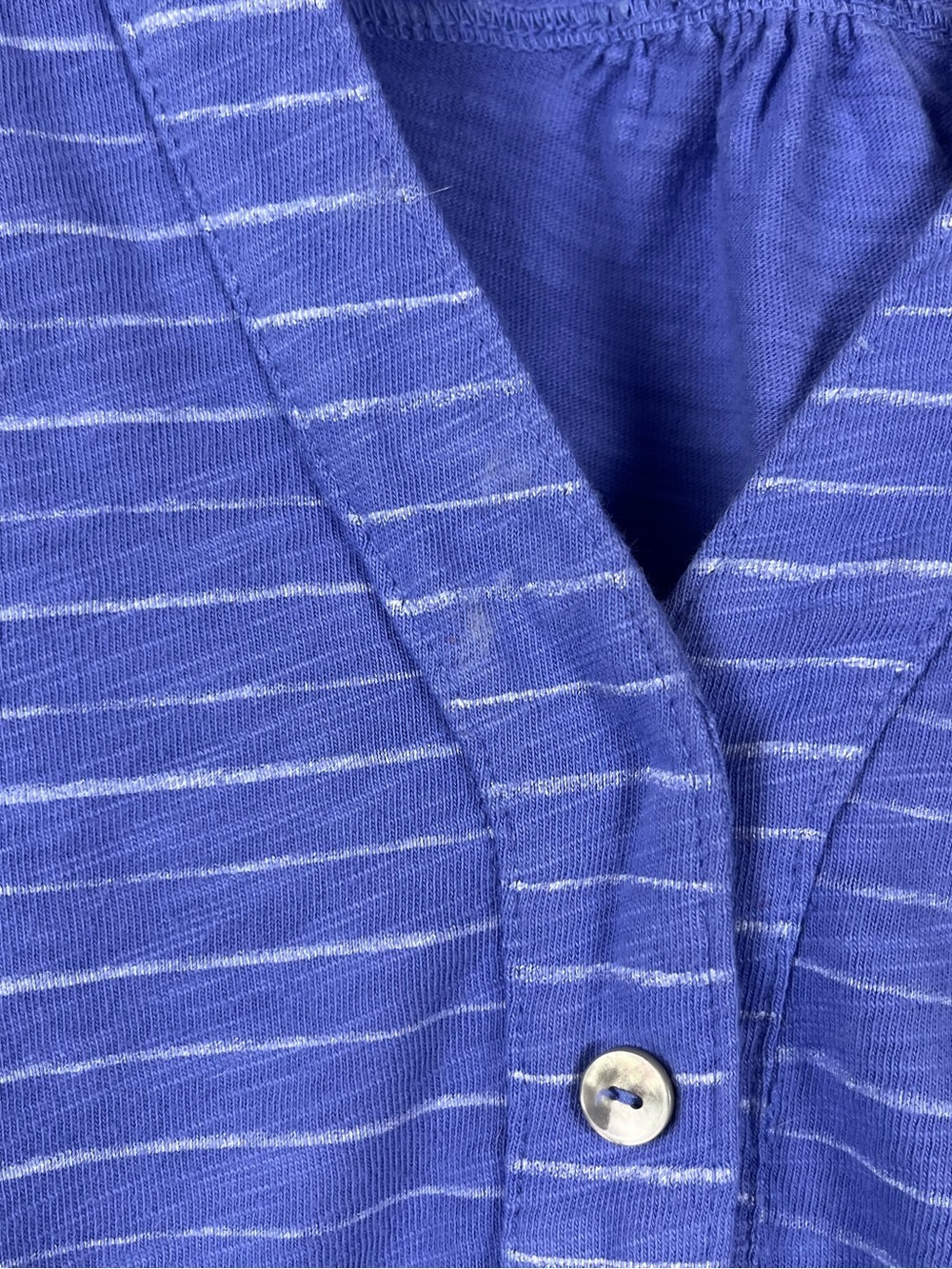 Fresh produce Ocean Stripe Buttonside Henley in Peri purple white size large - Picture 4 of 9